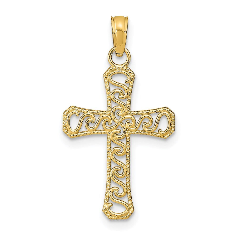 14k Yellow Gold Fancy Cross Pendant for Women