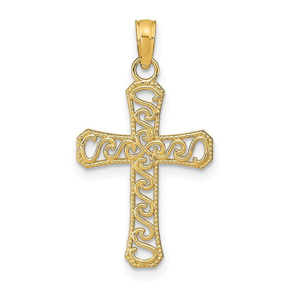 14k Yellow Gold Fancy Cross Pendant for Women