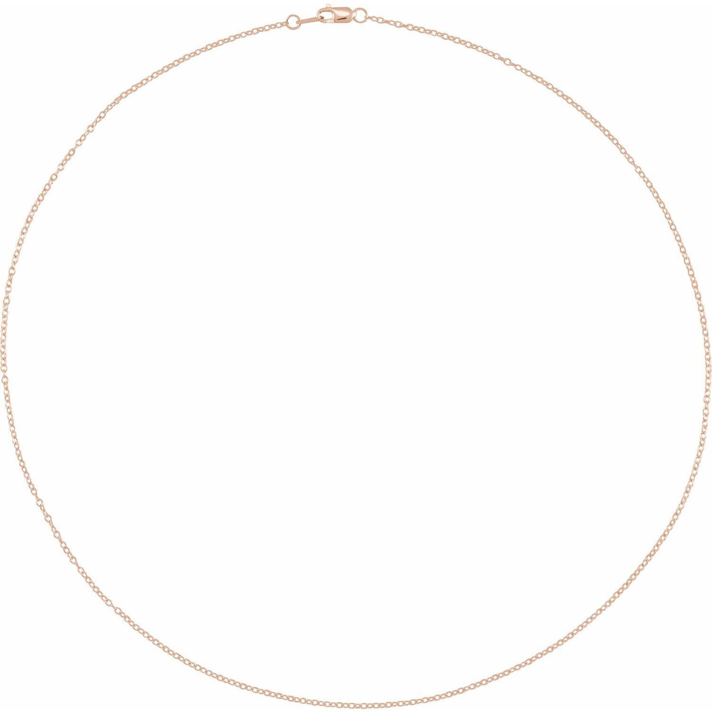 14k Rose Gold 1.3 mm Cable 16" Chain Necklace Fine Gift for Women