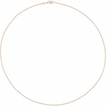 14k Rose Gold 1.3 mm Cable 16" Chain Necklace Fine Gift for Women