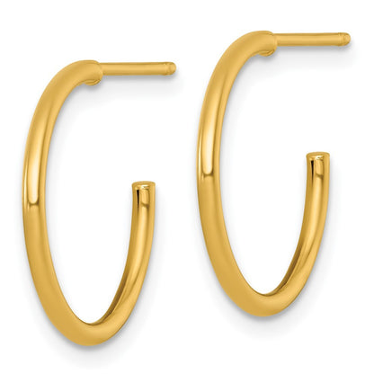 14k Yellow Gold Polished 1.5 x 18mm Solid C-Hoop Earrings