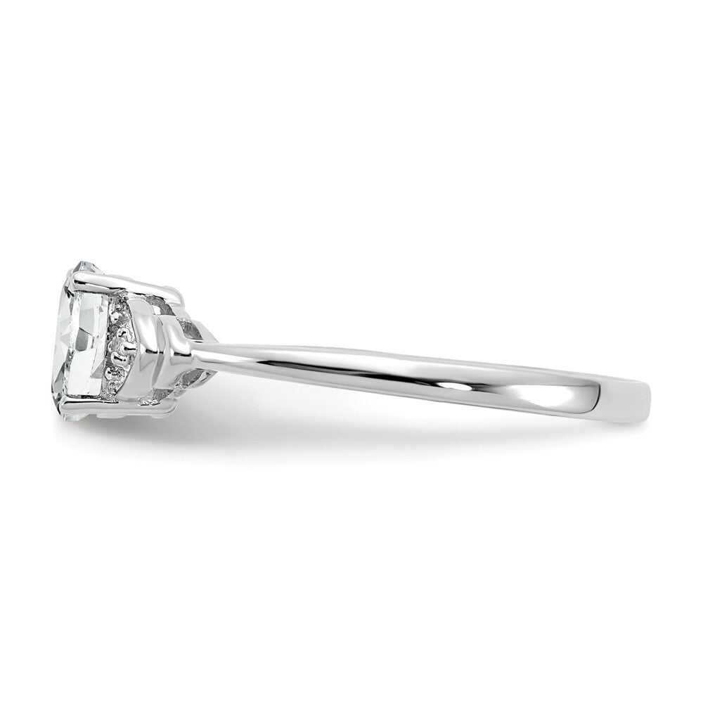 14k White Gold White Topaz and Diamond Ring