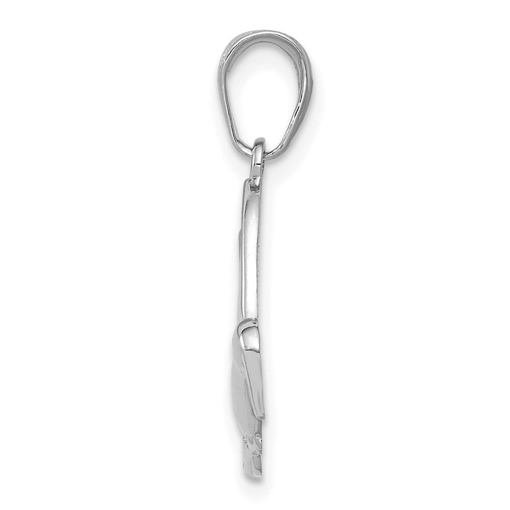 14k White Gold Polished Hummingbird in Flight Pendant for Women