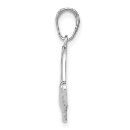 14k White Gold Polished Hummingbird in Flight Pendant for Women