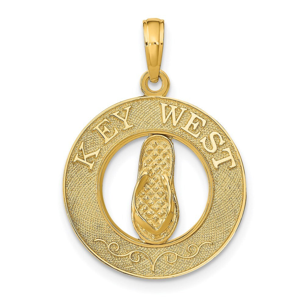 14k Yellow Gold KEY WEST Flip Flop Pendant for Women