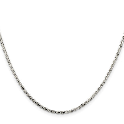 Sterling Silver 2.15mm Diamond-cut Round Spiga Chain Necklace