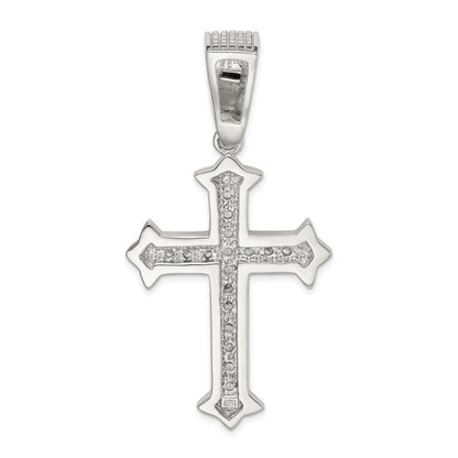 Sterling Silver Rhodium-plated Cubic Zirconia Cross Pendant