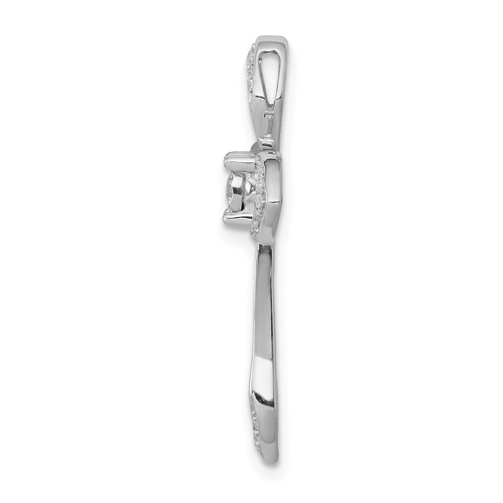 14k White Gold 1/8ct. Diamond Cross Chain Slide Pendant for Women