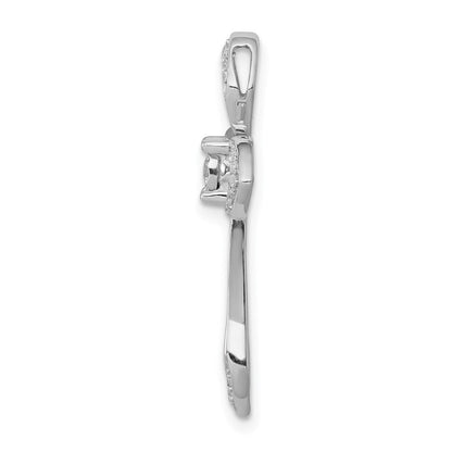 14k White Gold 1/8ct. Diamond Cross Chain Slide Pendant for Women