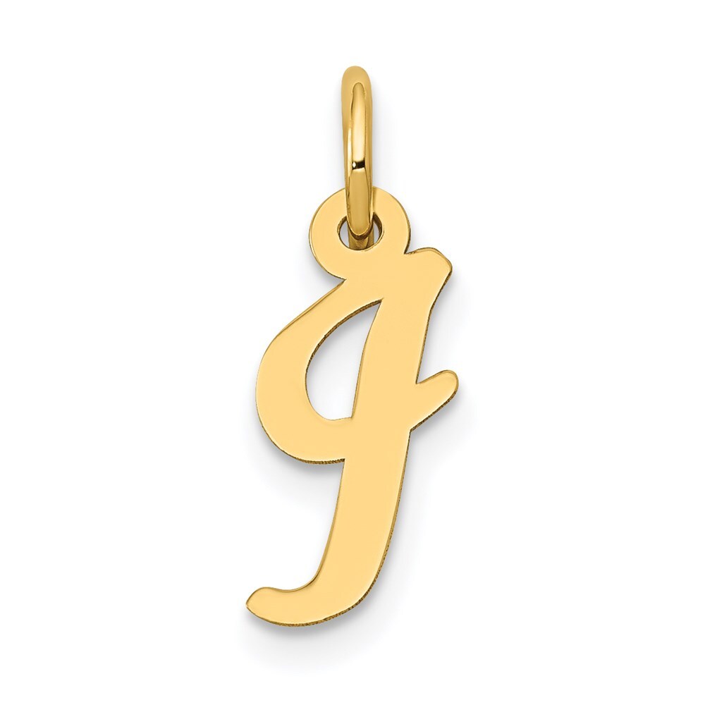14k Yellow Gold Small Script Letter I Initial Charm Pendant for Women