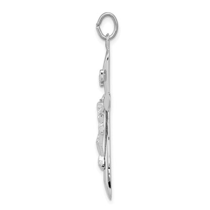 Sterling Silver Rhodium-plated INRI Crucifix Pendant
