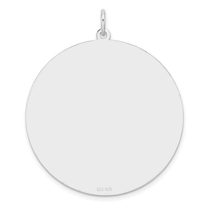 Sterling Silver Rhod-plated ENG. Round Polished Front/Back Disc Charm