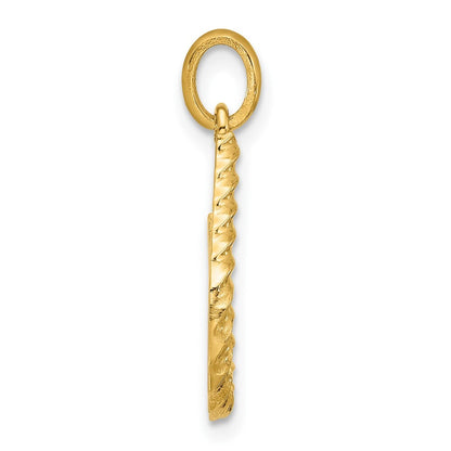 14k Yellow Gold Fancy Twist Letter U Pendant for Women