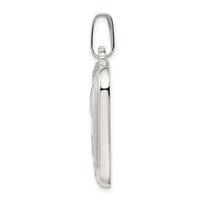 Sterling Silver Satin & Polished Mary w Hail Mary Prayer Pendant