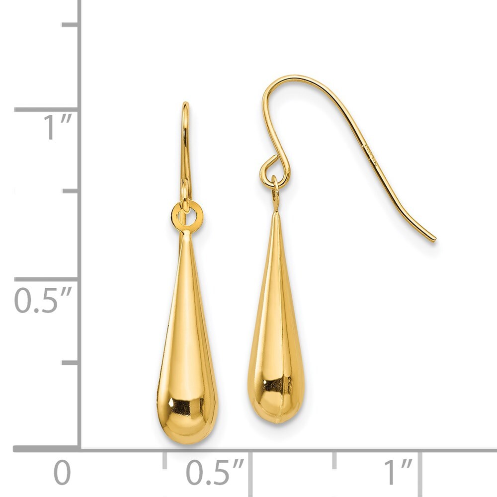14k Yellow Gold Teardrop Dangle Earrings Gift for Women