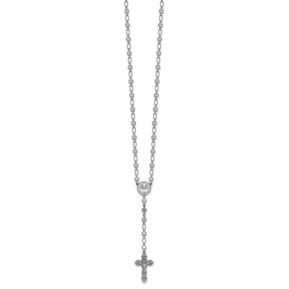 Sterling Silver Polished Round Cubic Zirconia 25.25in Rosary Necklace