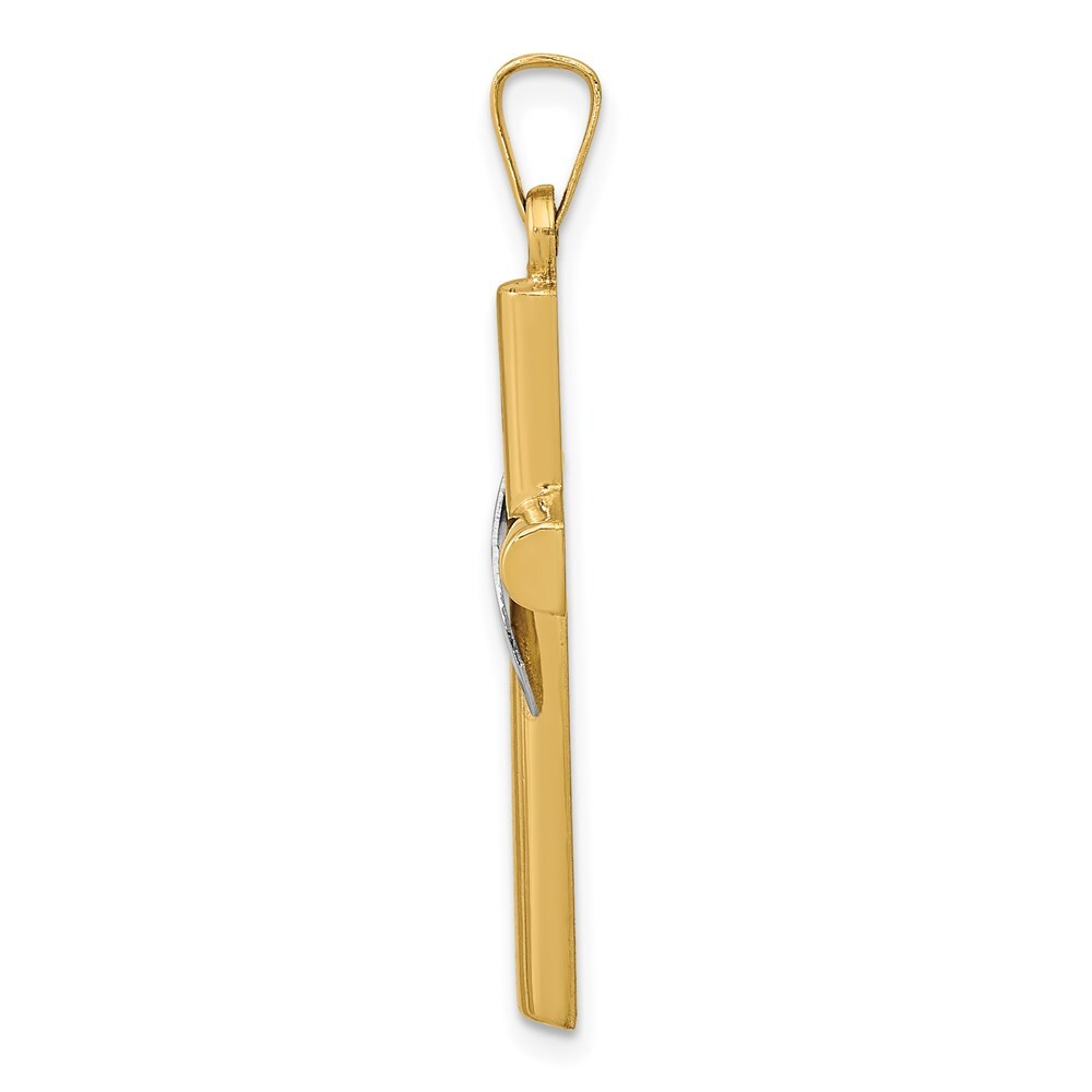 14k Two-tone Gold Hollow Cross Drape Charm Pendant for Women