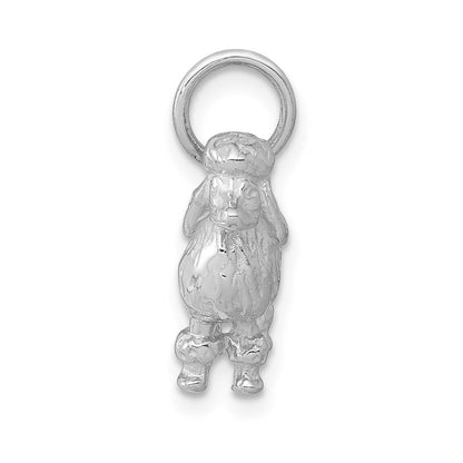14k White Gold Solid 3-D Poodle Charm Pendant