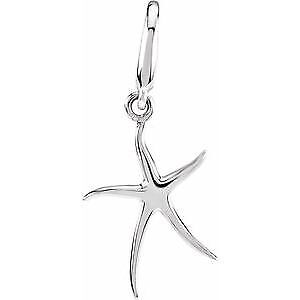 14k White Gold 17 mm Starfish Charm Pendant