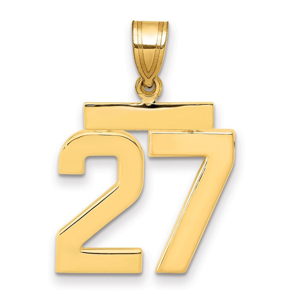 14k Yellow Gold Medium Polished Number 27 Charm Pendant for Women