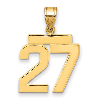 14k Yellow Gold Medium Polished Number 27 Charm Pendant for Women