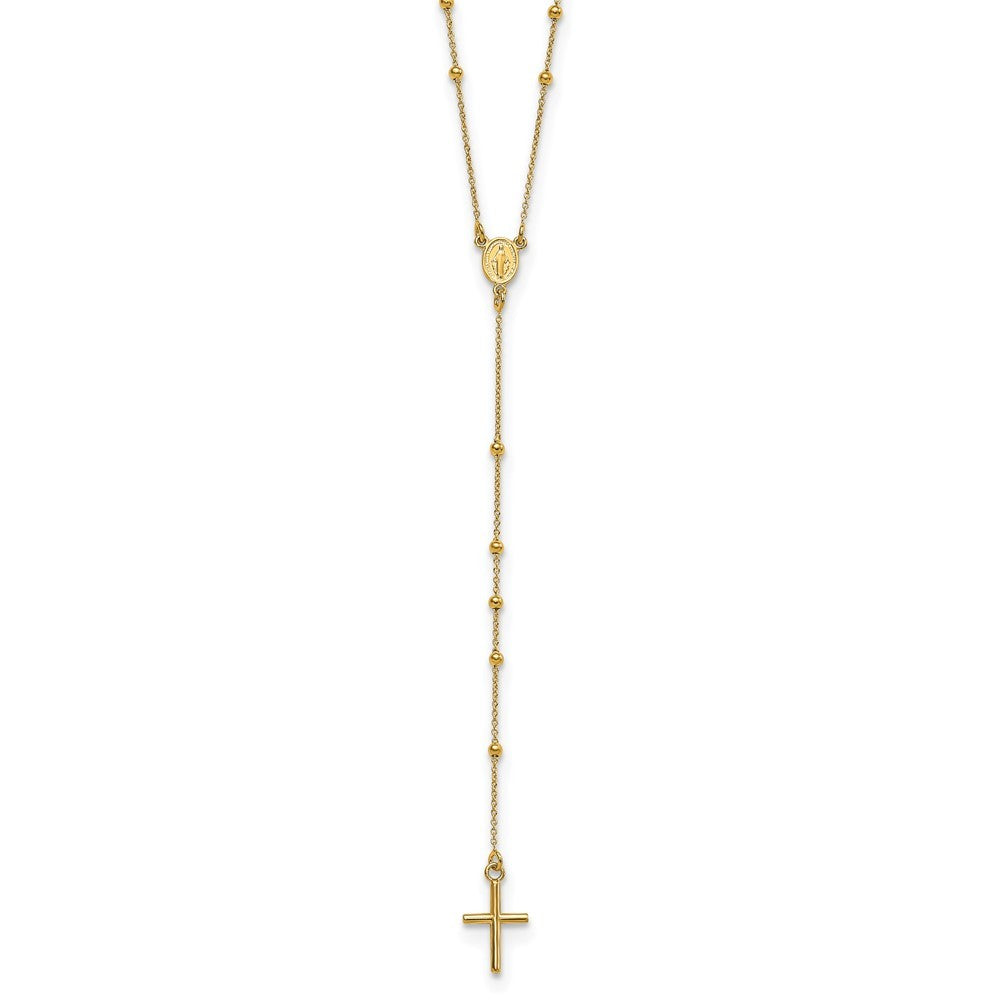 14k Yellow Gold Polished Rosary 24 inch Necklace