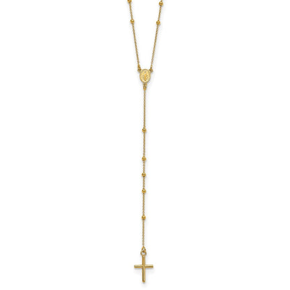 14k Yellow Gold Polished Rosary 24 inch Necklace