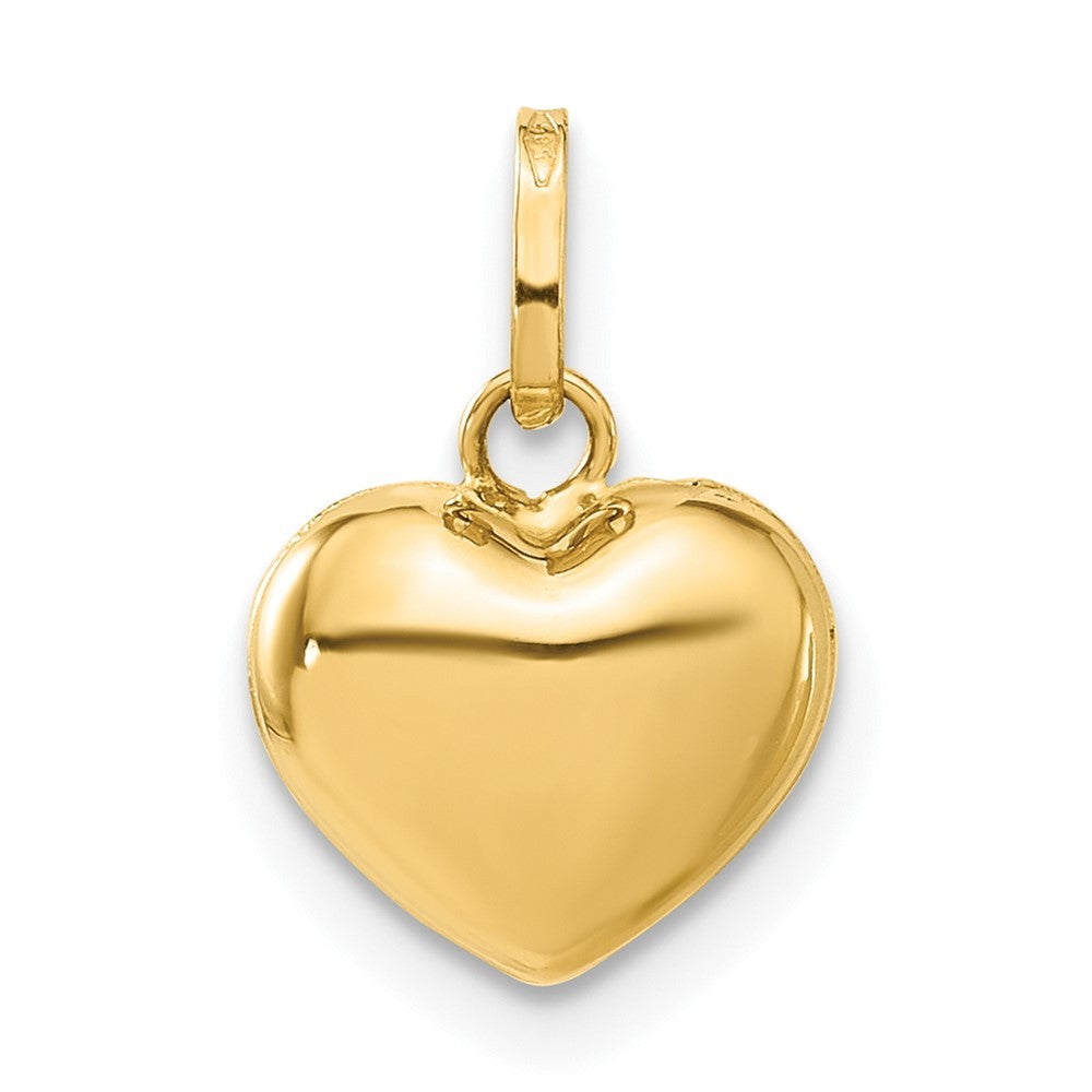 14k Yellow Gold Polished 3-D Puffed Heart Pendant