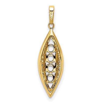14k Yellow Gold Family Jewelry Diamond Semi-Set Pendant for Women