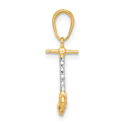 14k Yellow Gold and White Rhodium Diamond-Cut 3D Scooter Pendant for Women