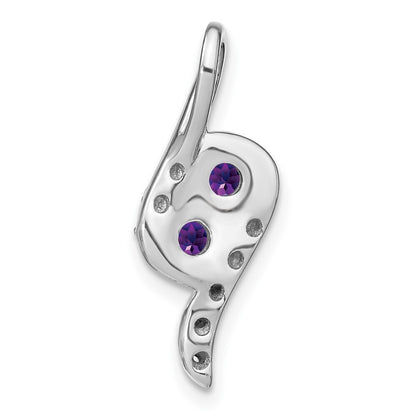 14k White Gold Amethyst and Diamond Chain Slide Pendant for Women