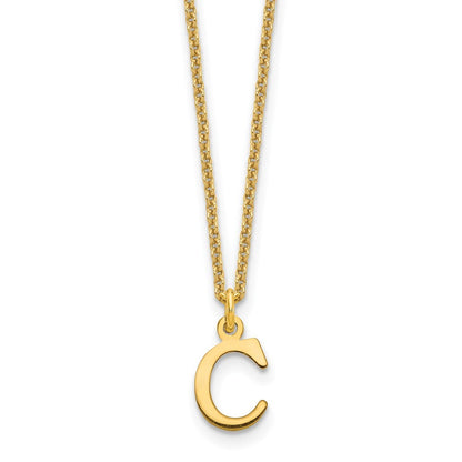 14k Yellow Gold Cutout Letter C Initial Necklace
