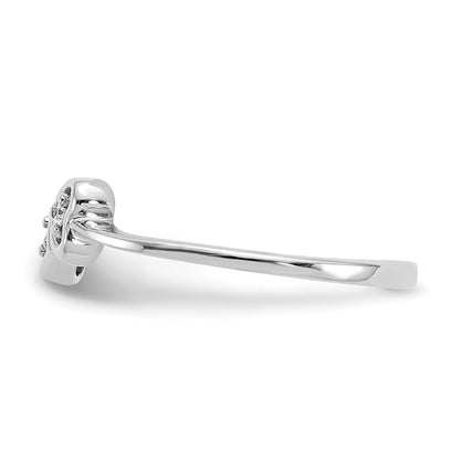 14k White Gold Polished AA Diamond Heart Ring