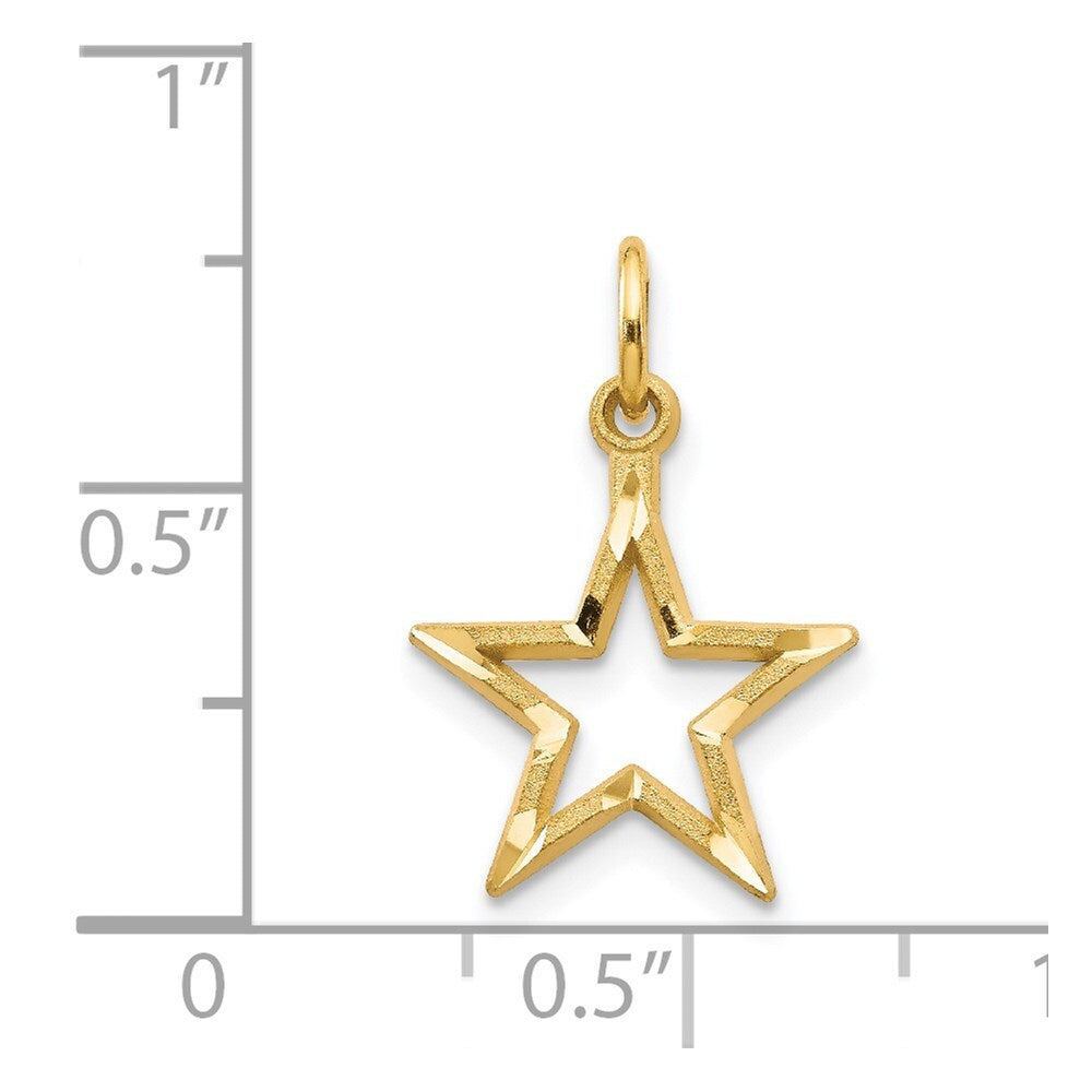 14k Yellow Gold Diamond-cut Star Charm Pendant for Women