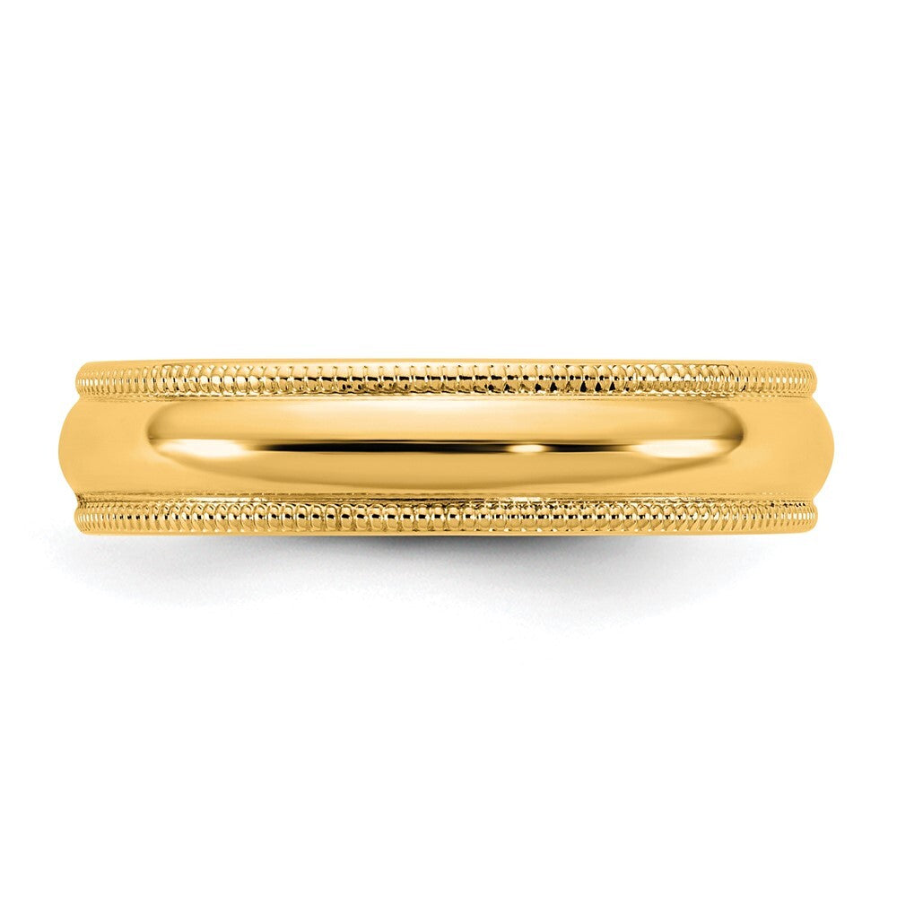 14K Yellow Gold 4.5mm Milgrain Half Round Band Size 8