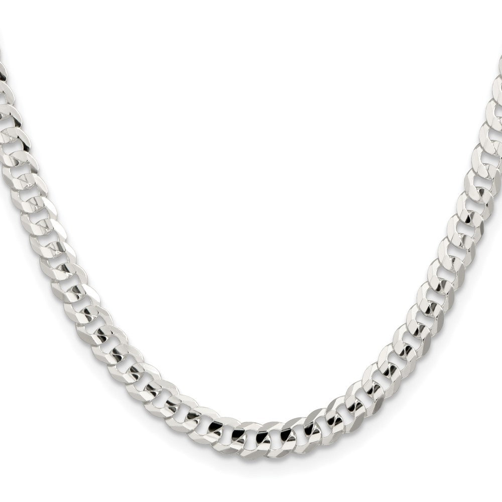 Sterling Silver 5.65mm Concave Beveled Curb Chain Necklace