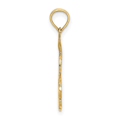 14k Yellow Gold I LOVE YOU MOM Charm Pendant for Women