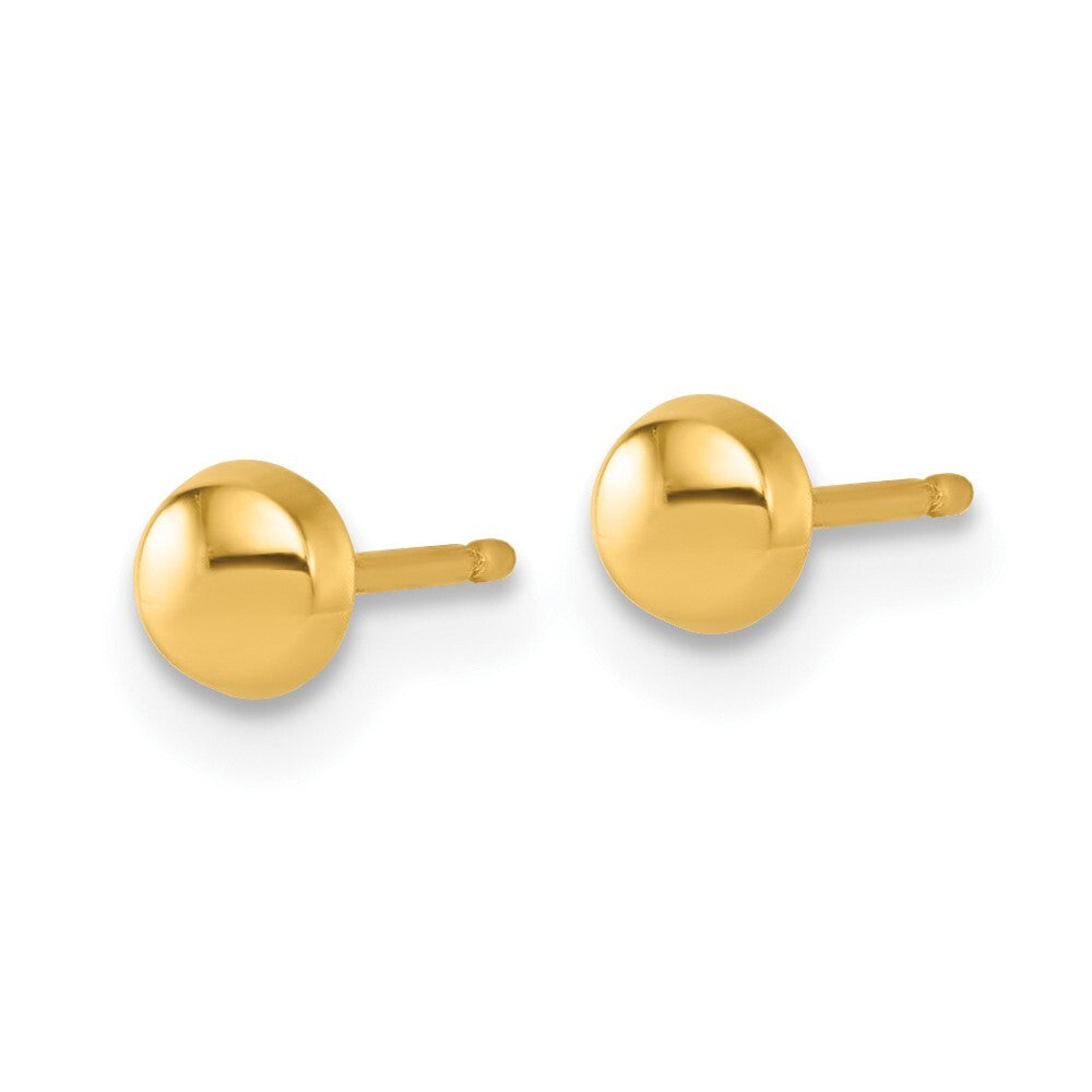 14k Yellow Gold Polished 4mm Button Stud Earrings Gift for Women