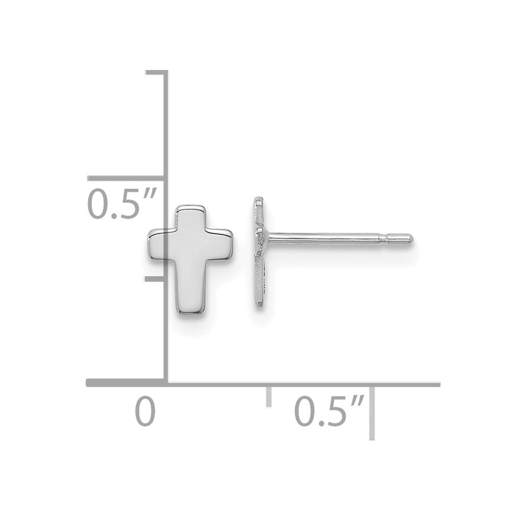 14k White Gold Polished Cross Stud Earrings Gift for Women