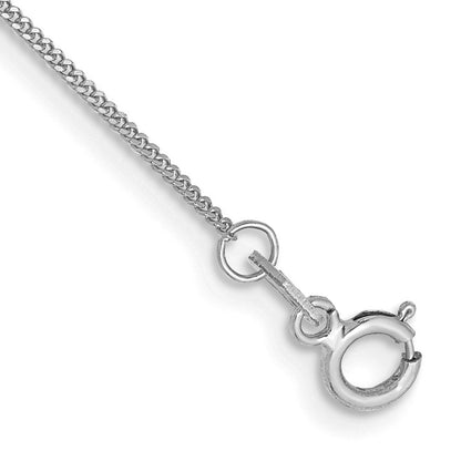 14K White Gold 10 inch .9mm Curb with Spring Ring Clasp Anklet