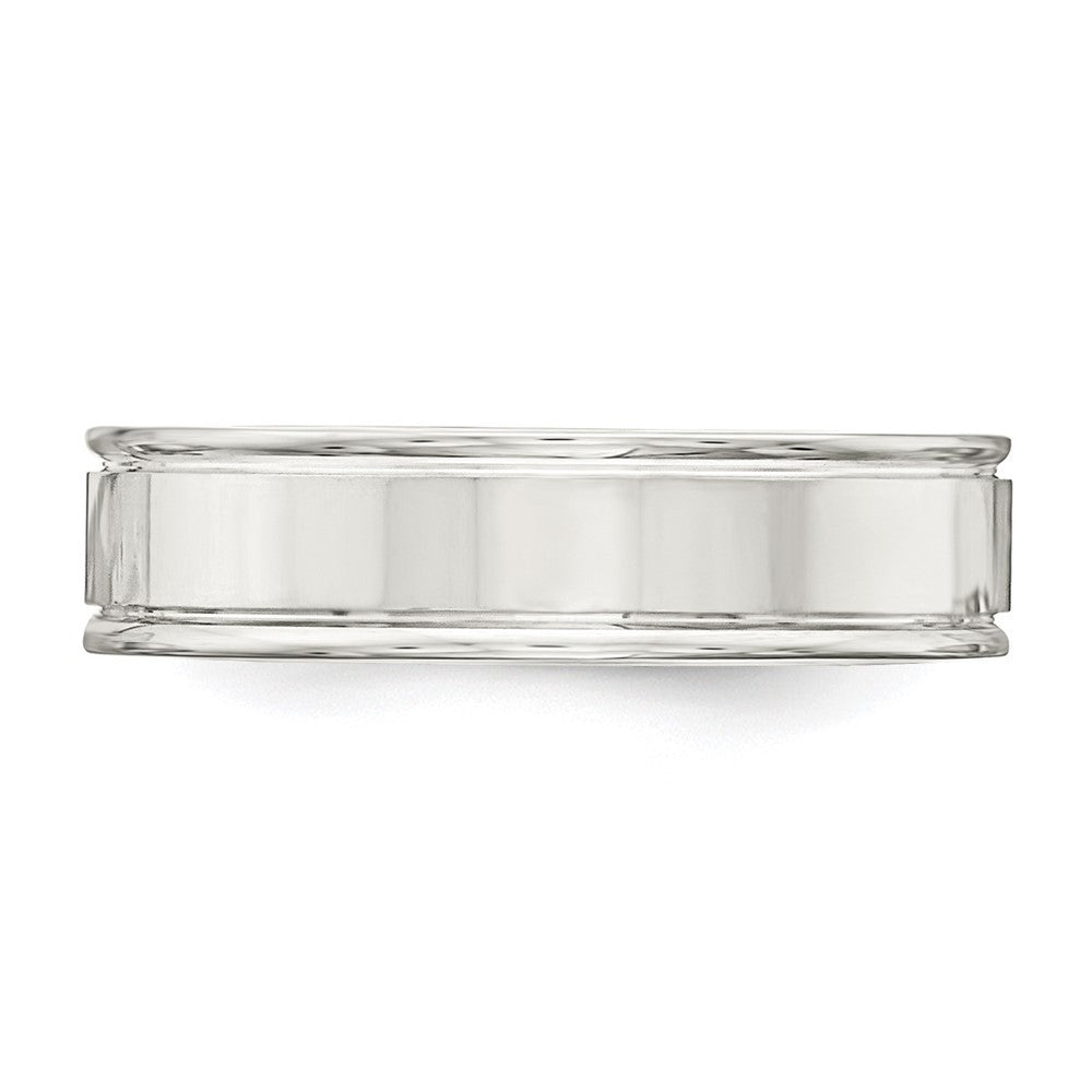 Sterling Silver 6mm Polished Flat Grooved Fancy Band Ring Size 12.5