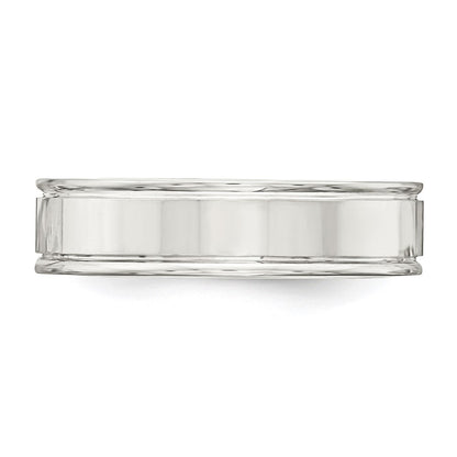 Sterling Silver 6mm Polished Flat Grooved Fancy Band Ring Size 12.5