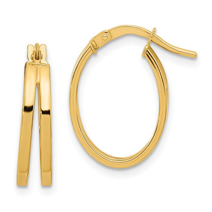 14k Yellow Gold Polished Double Hoops Gift for Women