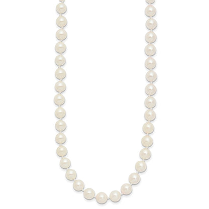 14k Yellow Gold 6-7mm White Round Akoya Saltwater Cultured Pearl 16" Necklace