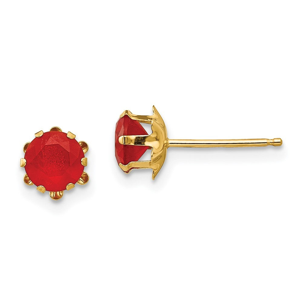 14k Yellow Gold Madi K 5mm CZ Birthstone (Jul) Earrings