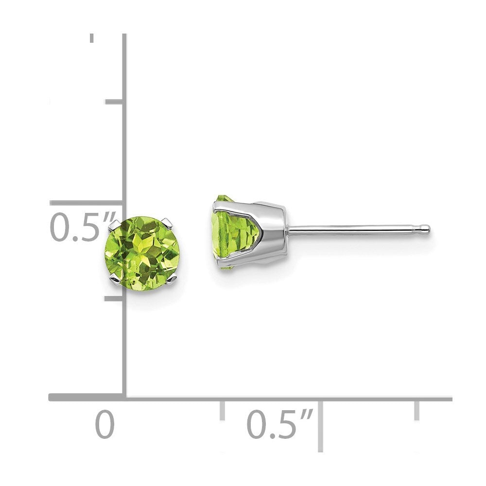 14k White Gold 5mm Peridot Stud Earrings Gift for Women