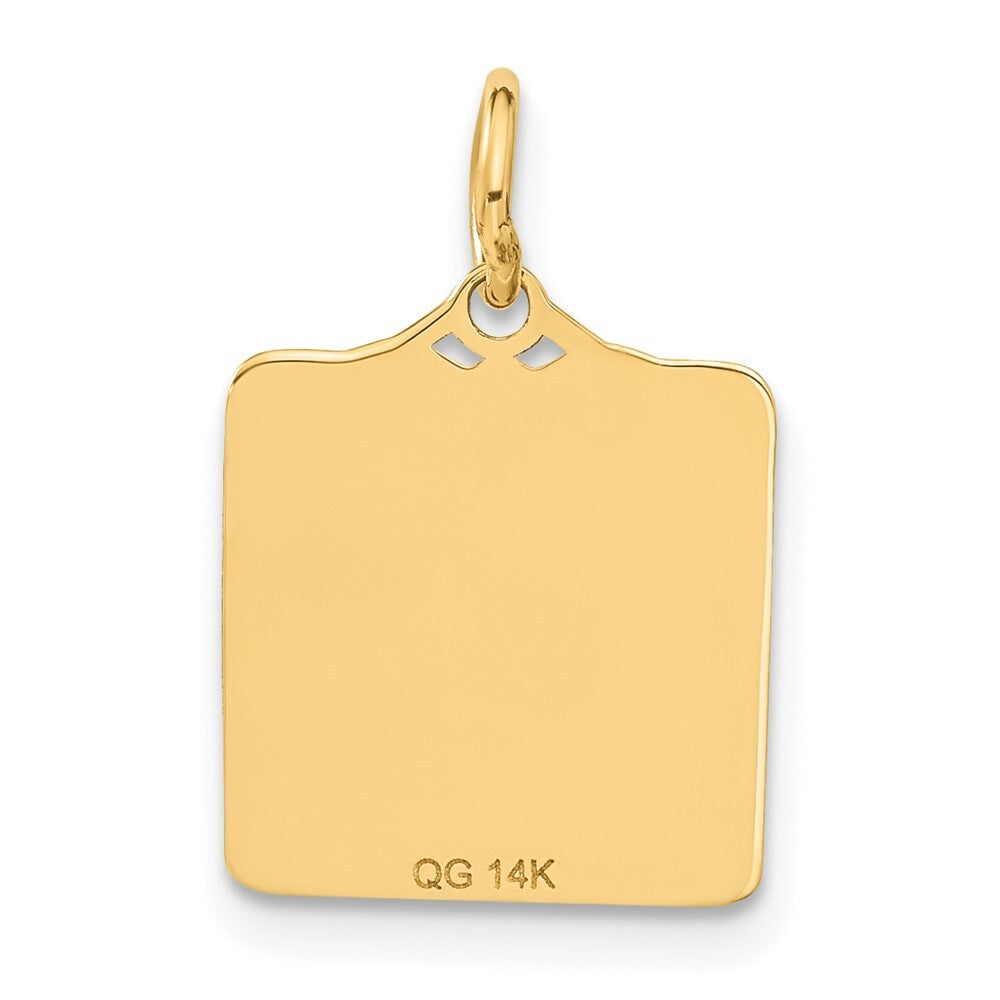 14k Yellow Gold Enameled Blue Engravable Birth Certificate Charm Pendant
