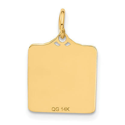 14k Yellow Gold Enameled Blue Engravable Birth Certificate Charm Pendant