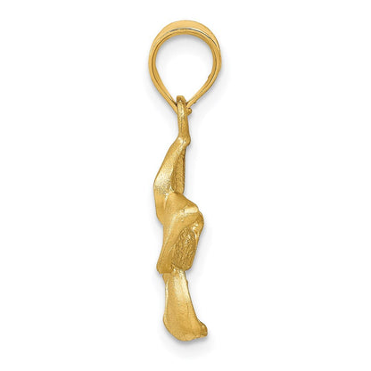 14k Yellow Gold Plumeria Floral Charm Pendant Pendant for Women