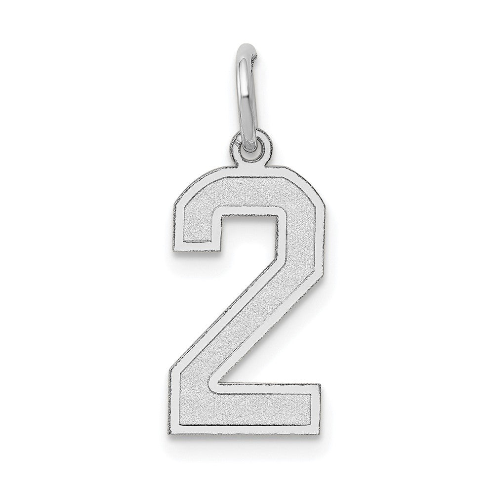 14K White Medium Satin Number 2 Charm